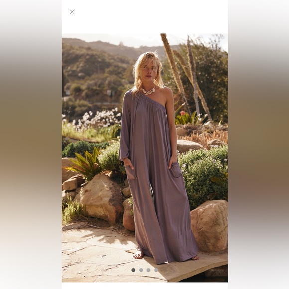 Free People Other - Free people purple taupe one shoulder jumpsuit Sunday Stroll Jumper. NWT Size Sm